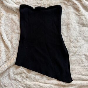 Asymmetrical Ribbed Strapless Top